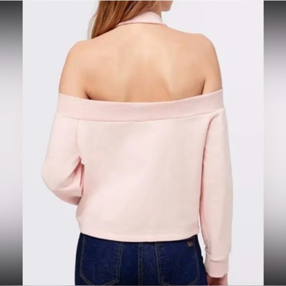 Rebecca Minkoff Light Pink Off-Shoulder Long Sleeve Demi Sweatshirt, Large, NWT - Picture 4 of 11
